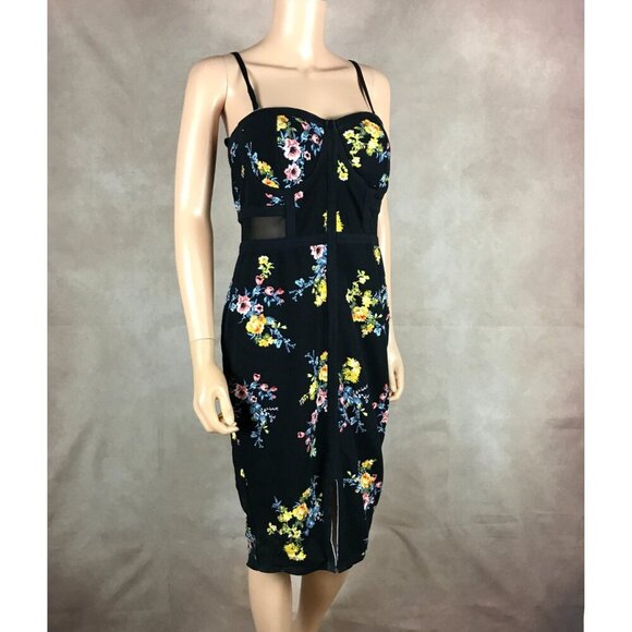 Material Girl Black Floral Bodycon Midi Dress NWT XL - Picture 6 of 8